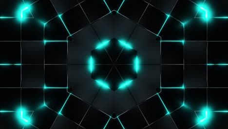 black and green kaleidoscope wall with checkered pattern. looped animation
