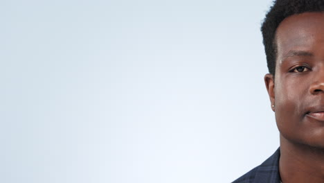 half portrait, businessman in studio with smile