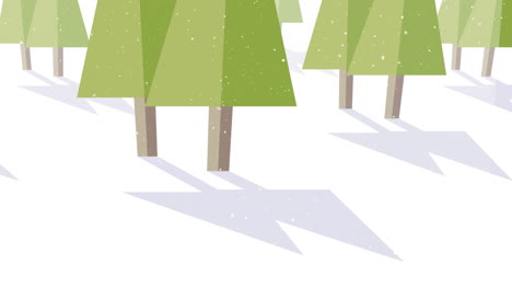 animation of snow falling over digital fir trees