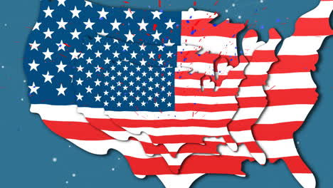 анимация карты с флагом сша через сеть соединений на синем фоне
