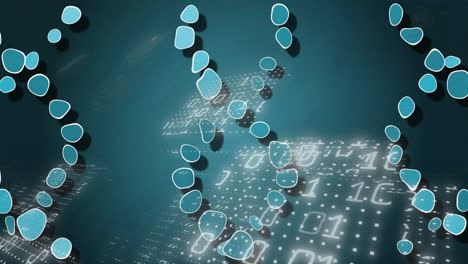 dna strand and binary coding, processing scientific data in animation