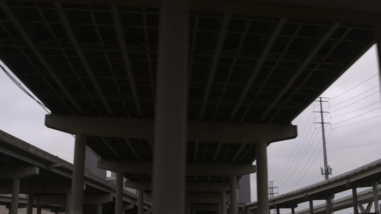 Low angle Establishing shot of downtown Houston