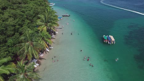 aerial shot of estrella beach located in the caribbean sea in bocas del toro, panama