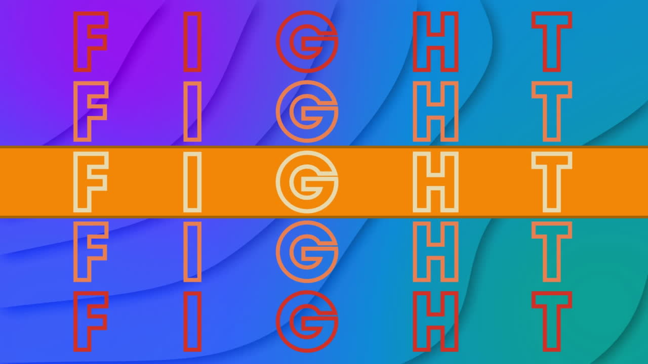 Animazione del testo 'fight' su forme