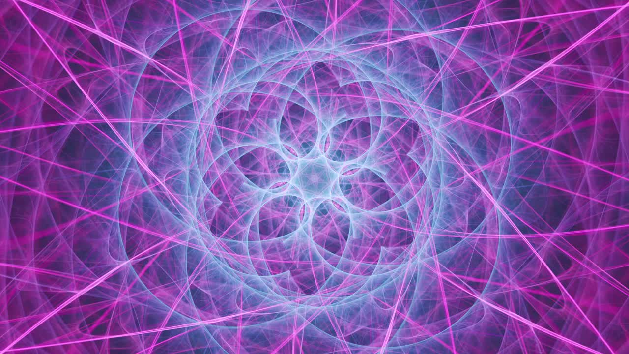 tejido en el espacio y el tiempo - espirales fractales abstractas sin fisuras, telón de fondo artístico del caleidoscopio, arte de línea de galaxias cósmicas de geometría espiritual - ideal para música vj y fondos meditativos