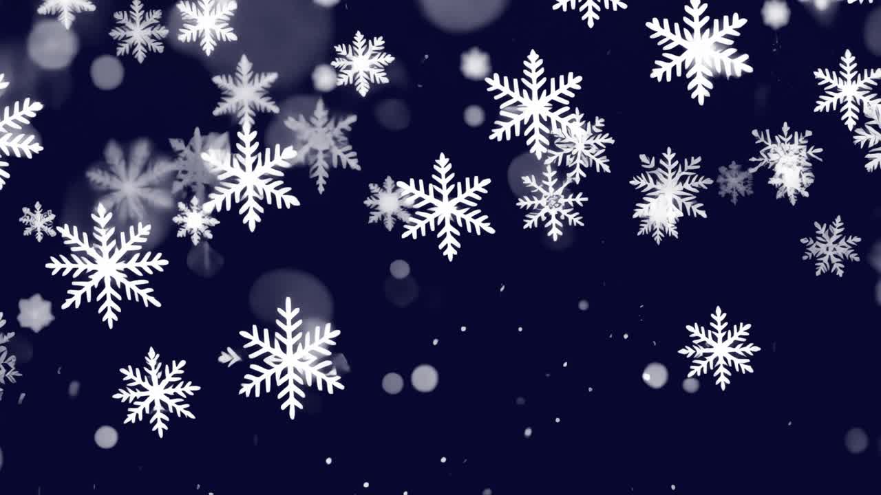 White snowflakes with falling snow animated overlay, transparent 4K video, alpha channel, ProRes