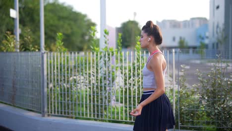 young woman walking in the city