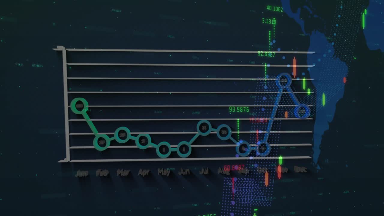 animación del procesamiento de datos sobre un fondo negro
