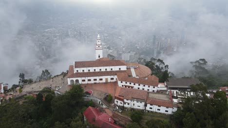Aerial-shot-of-Cerro-de-Monserrate-in-bogota-Colombia