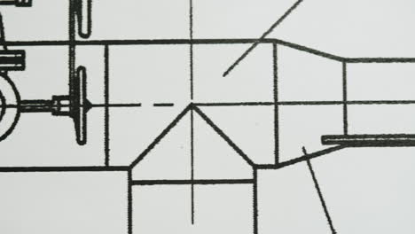 close-up views of technical engineering drawings