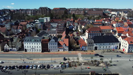 aerial view of a european town