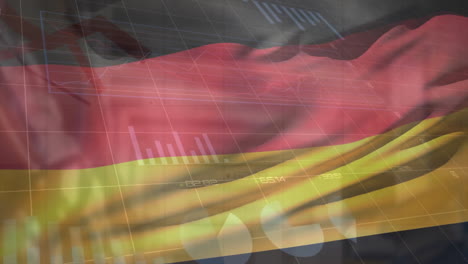 Animation-Der-Finanzdatenverarbeitung-über-Der-Flagge-Deutschlands