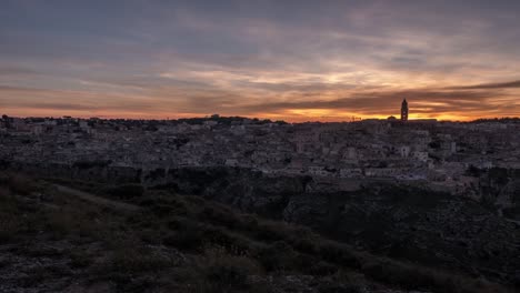 timelapse of a beautiful sunset over matera