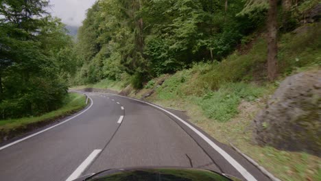 driving in the swiss alps from the famous grindelwald to lauterbrunnen in the rain