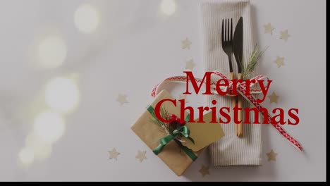 animación de saludos de navidad texto sobre el lugar de navidad configuración y presente.