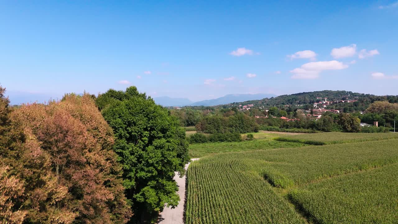 Drone view of Varese province in Italy