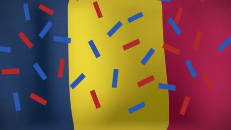 animación de confeti sobre la bandera de rumania