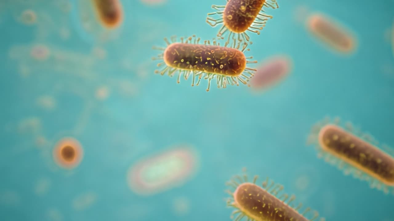 3D Illustration of Bacteria Under a Microscope