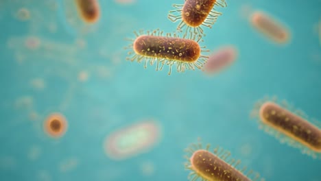 ilustración 3d de bacterias bajo un microscopio