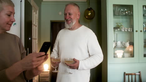 couple drinking wine at home