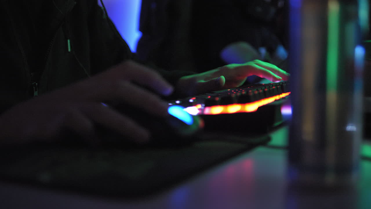 Detail shot of a gamer playing