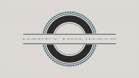 logotipo de vacaciones simple y elegante diseño circular en blanco y negro con felices vacaciones
