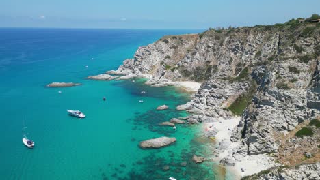 Capo-Vaticano-Coast-and-Beaches-in-Calabria,-South-Italy---Aerial-4k