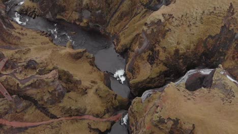 Cinematic-aerial-flyover-of-stunning-Icelandic-canyon