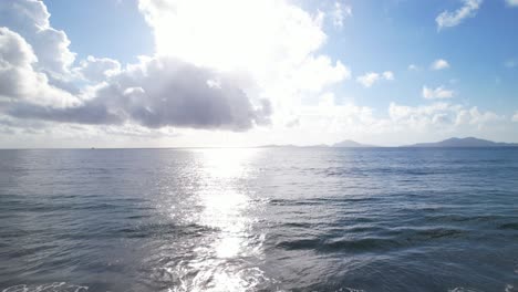 Silver-reflections-on-ocean-waters,-Guadeloupe