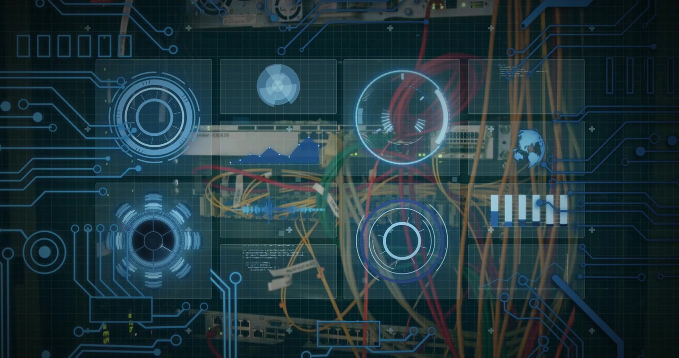 Digital Data Visualization Overlay on Server Rack Infrastructure