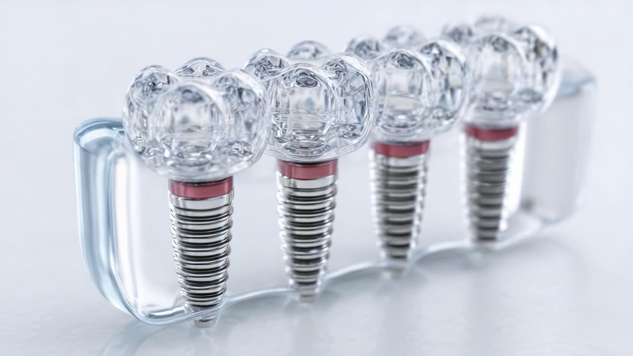 Detailed Close-up of Dental Implants Displayed in a Protective Case, Showcasing the Intricate Design and Engineering of Each Component for Advanced Dental Solutions