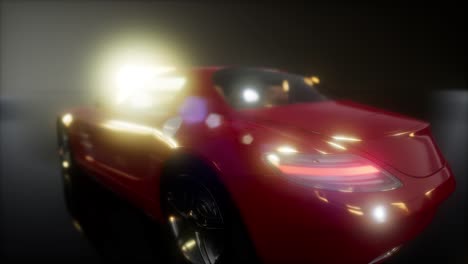 coche deportivo de lujo en un estudio oscuro con luces brillantes