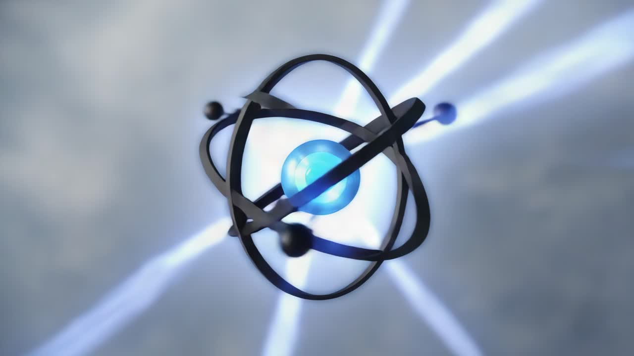 Abstract 3D Model of an Atom with Glowing Energy
