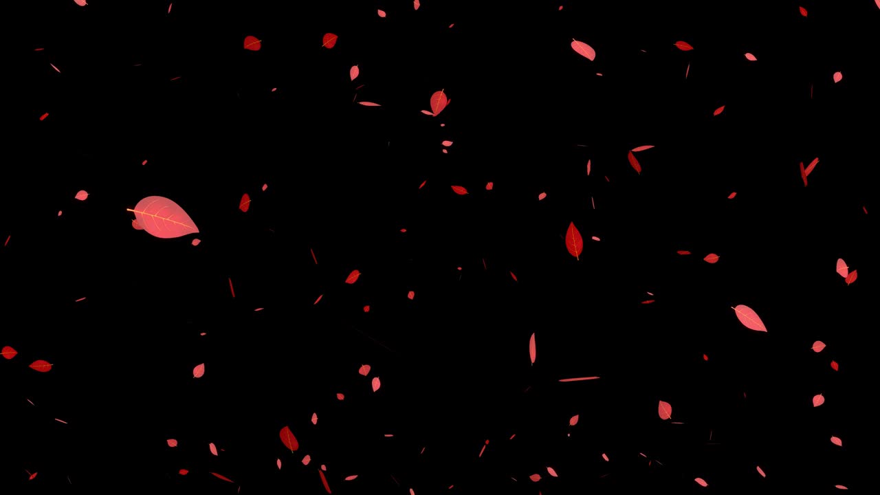 죽은 잎, 빨간 잎, 가을 잎, 어나오는 입자, 모션 그래픽