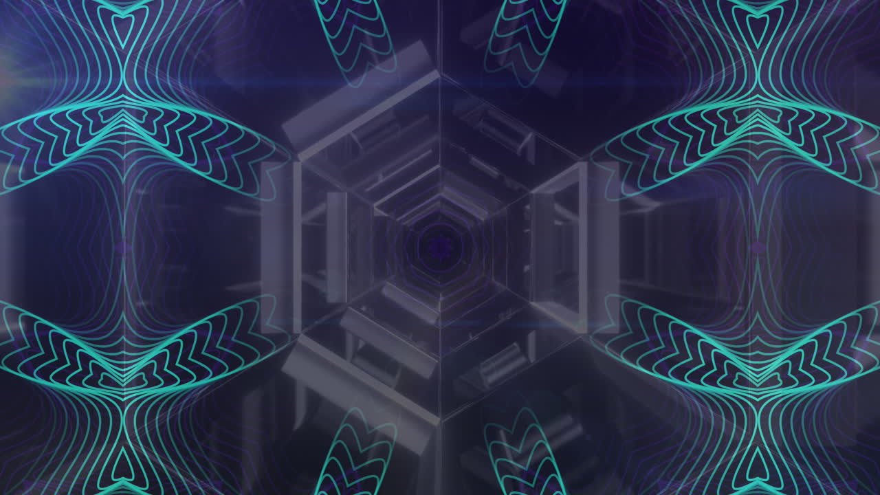 animación de formas en movimiento sobre un túnel digital