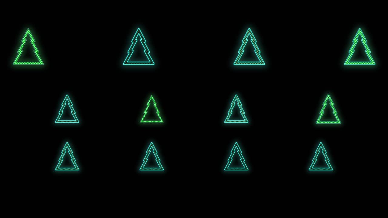 patrón de árboles de navidad verde con luz de neón