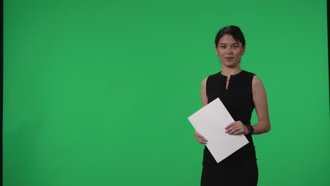 businesswoman presenting with documents