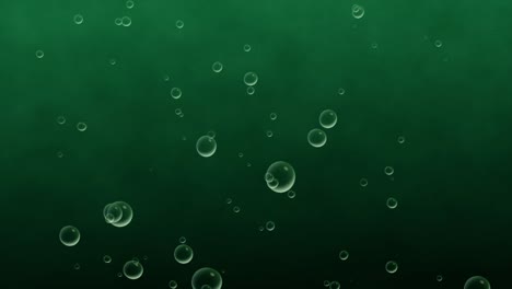 animación 3d de burbujas líquidas que se elevan a través del agua del océano gráficos de movimiento fondo bebida soda efecto visual partículas de jabón arte digital aceite verde