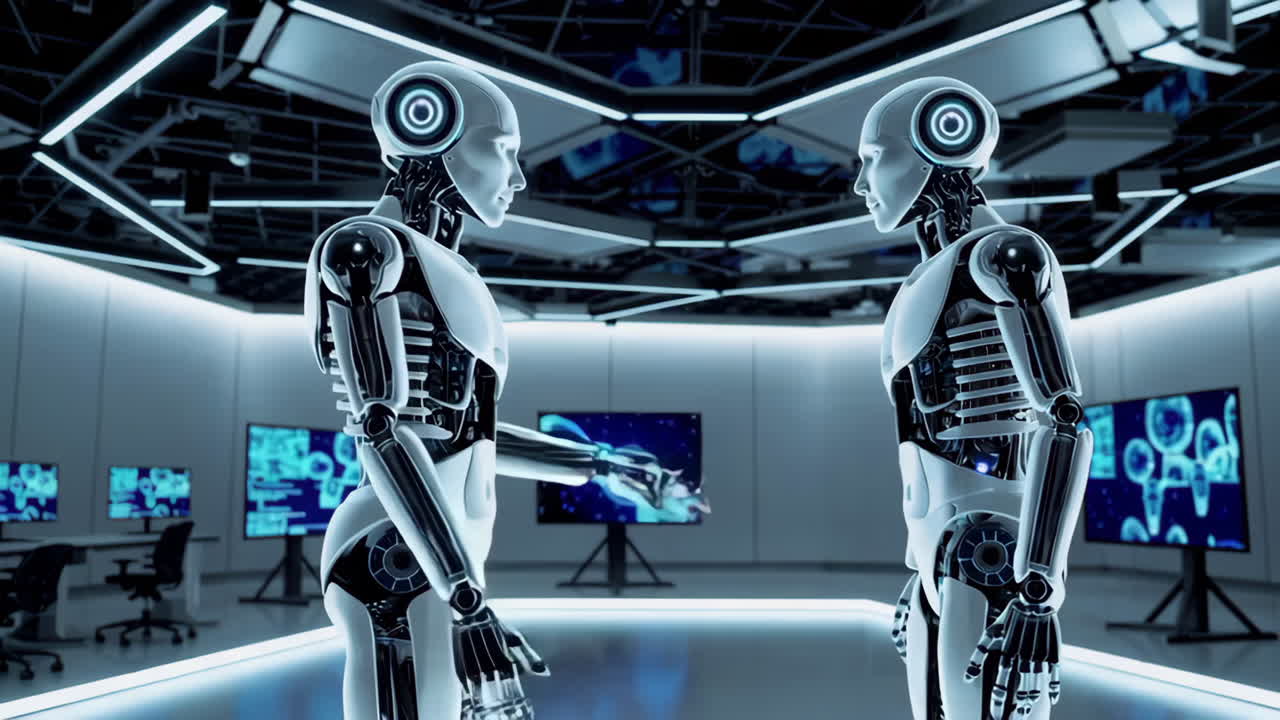 Robots in a High-Tech Conference Room