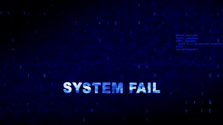 System Fail Text Digital Noise Twitch Glitch Distortion Effect Error Animation.
