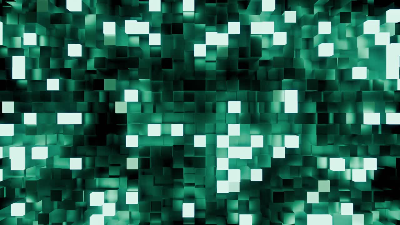 Dynamic Abstract Background of Glowing Green Cubes