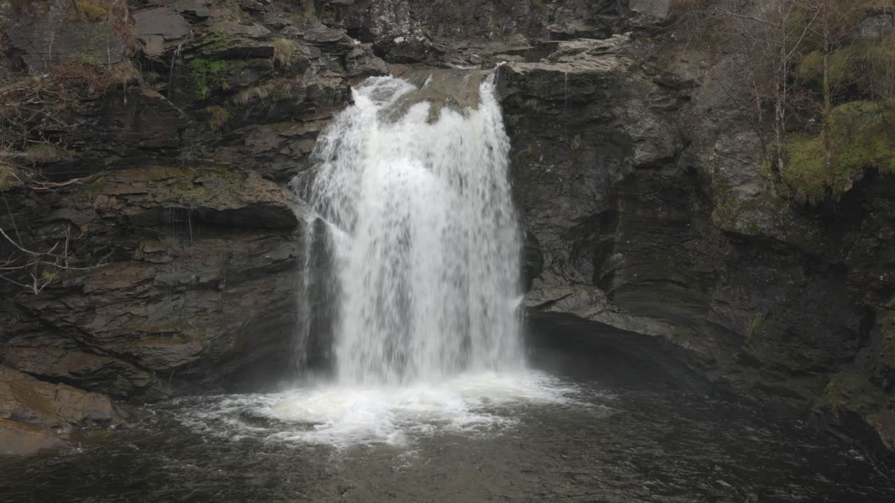 Front on shot of the famous Falls of Falloch in the Scottish highlands