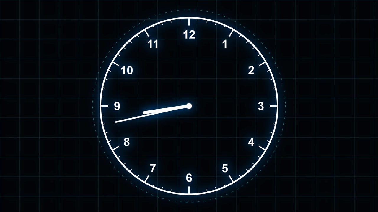 Digital Clock Interface Showing Time Passing Rapidly