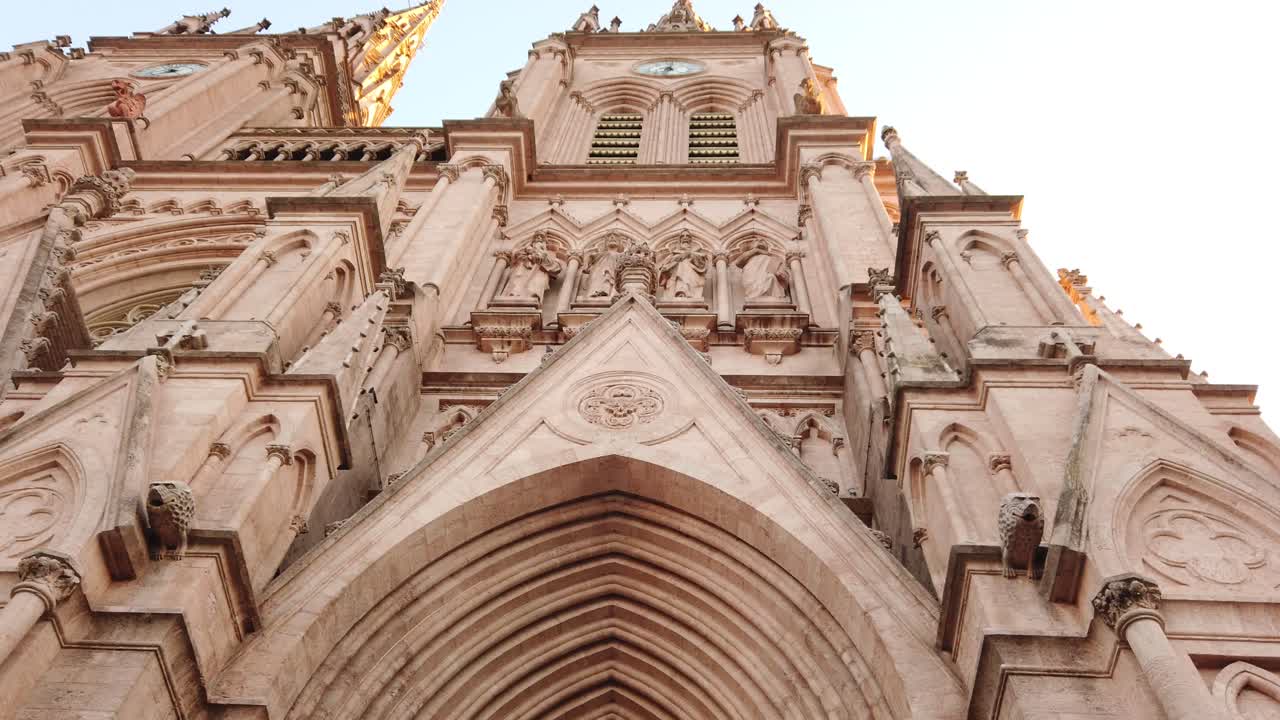 Entrance Arches of Basilica our lady of Luján neo gothic building architecture closeup