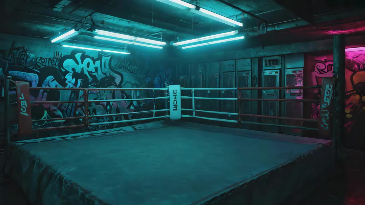 Urban Boxing Ring with Graffiti