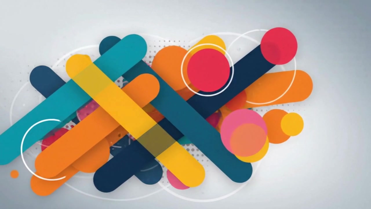 Animation abstraite de formes géométriques colorées en mouvement