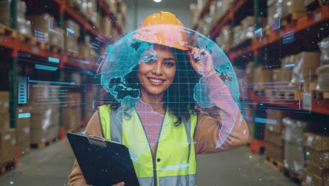 woman overseeing global smart logistics in a warehouse