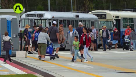 vintage bus enthusiasts gather at a bus event