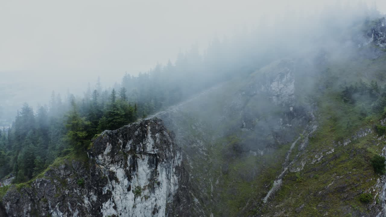 안개가 가득한 산꼭대기