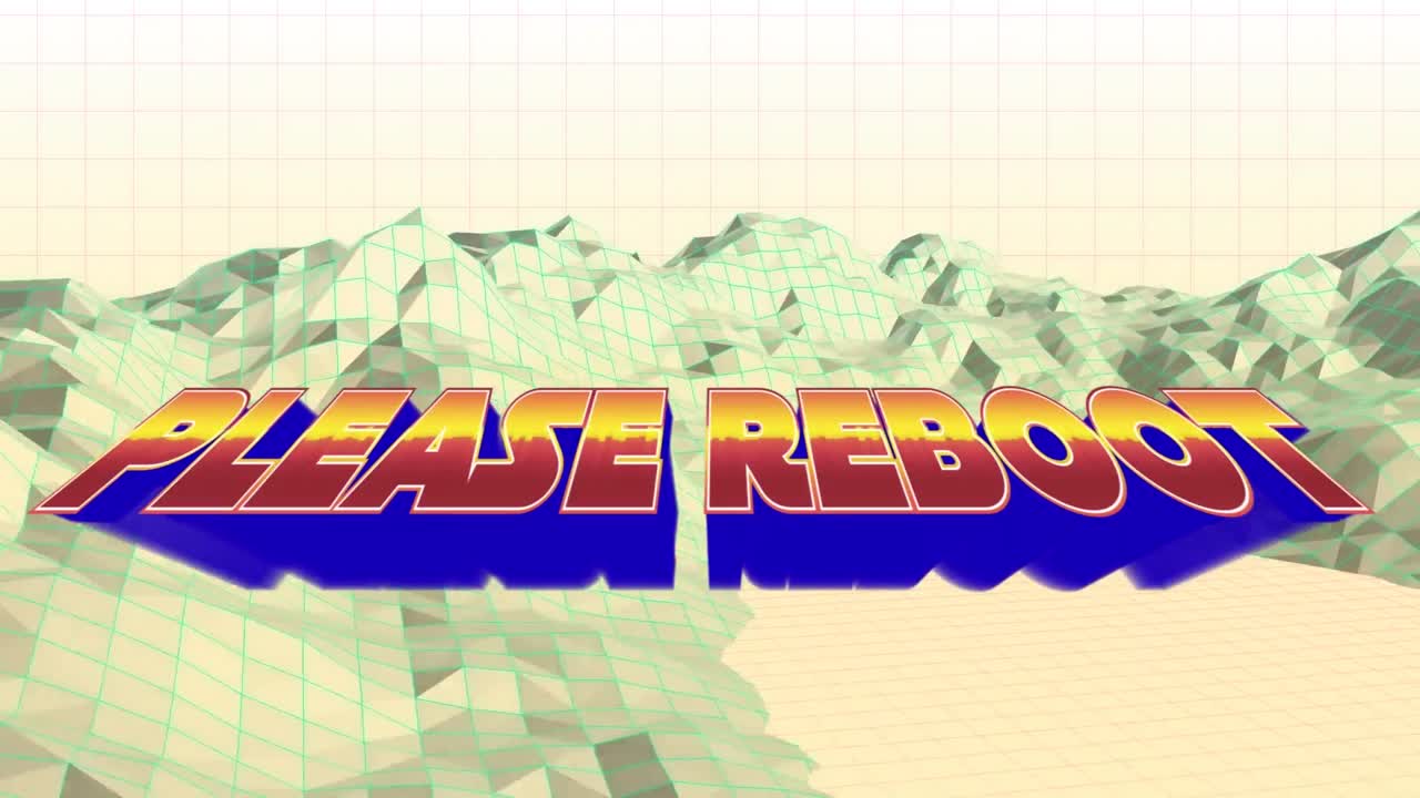 메타버스 배경에서 빨간색과 파란색 글자로 다시 시작하십시오 텍스트의 애니메이션